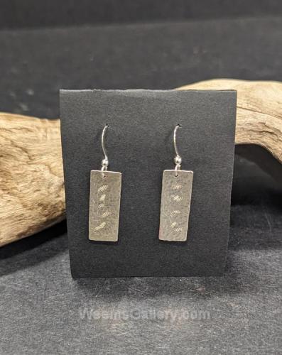 Rectangle Silver Hammered Earrings by Esta Kirschner